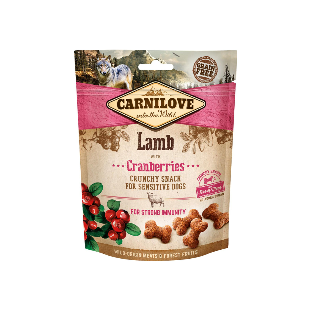 Se Carnilove Crunchy Snack m. Lam 200g hos Pet Guide
